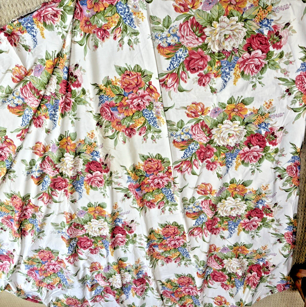 Ralph Lauren Melissa Floral King Size Flat Sheet Cottage Chic Farmhouse Estate